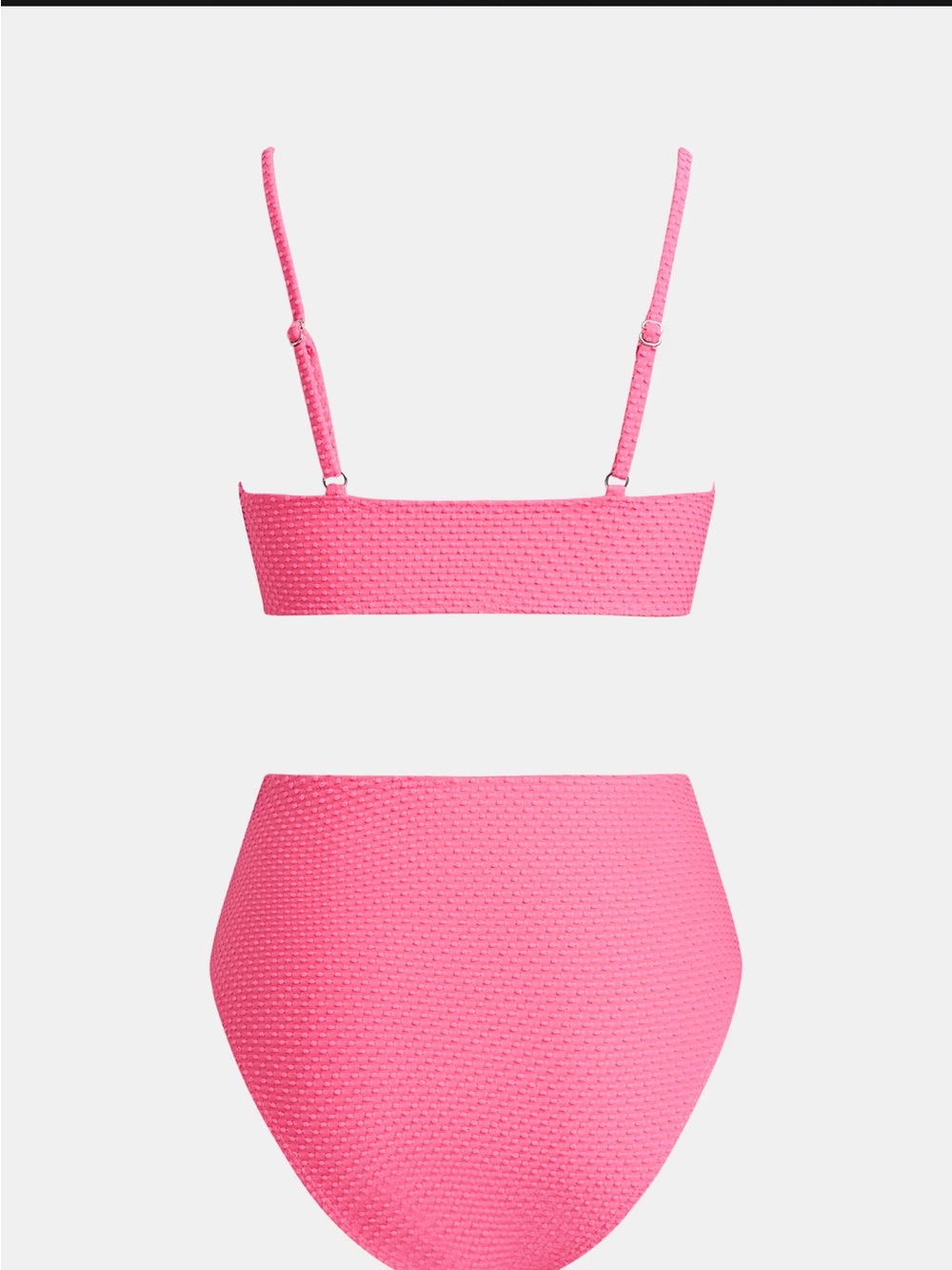 NWT Cupshe Pink Textured Square-Neck Bikini with High-Waist Bottoms in Size M - Picture 4 of 9